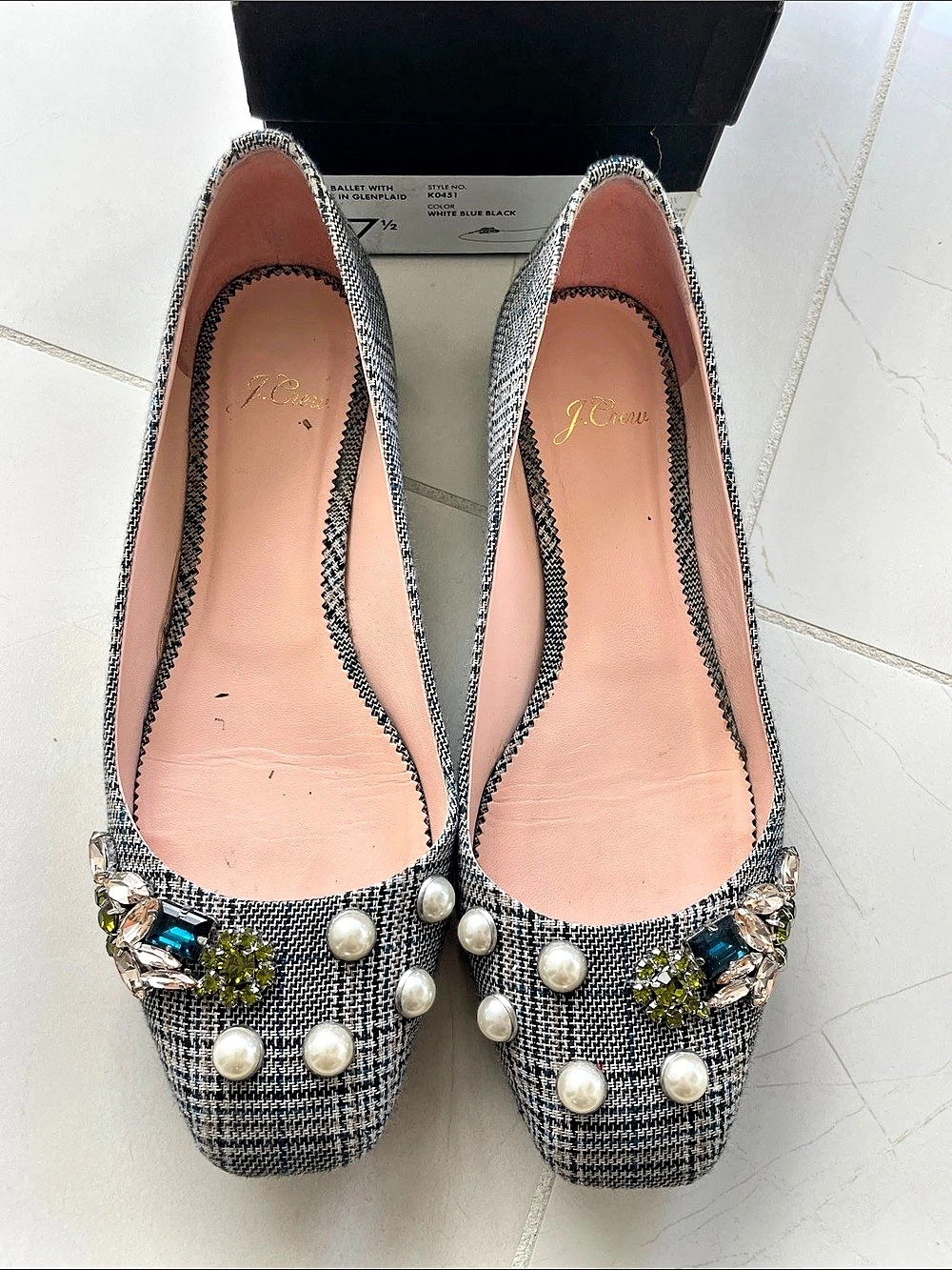 J.Crew Sally Ballet Checkered Ballet Flats US 7.5